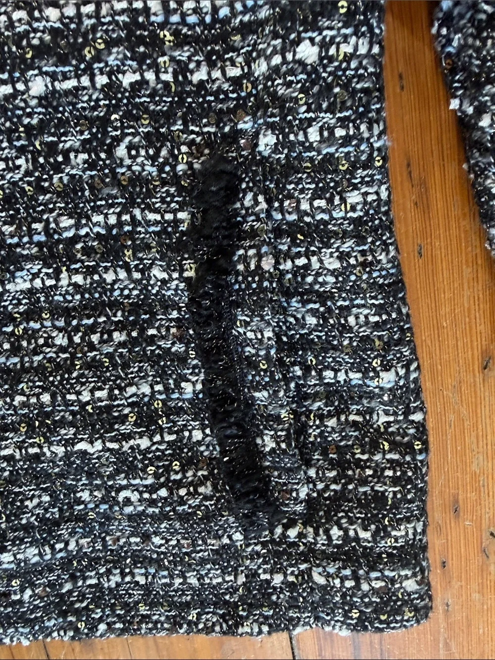 J.Crew black and white sequin tweed blazer with distinctive bell sleeves size 14